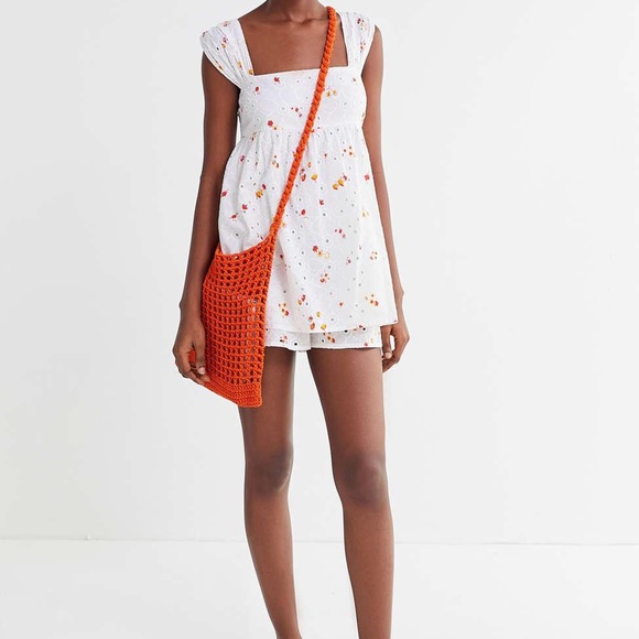 Urban Outfitters Pants - Urban Outfitters White Eyelet Babydoll Romper